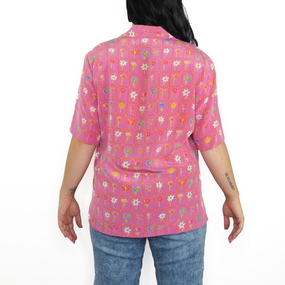 Vintage Patchington Cottage Core Pink Floral Button Down Blouse Medium - Picture 3 of 7